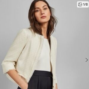 Ellen Tracy Cream Textured Blazer